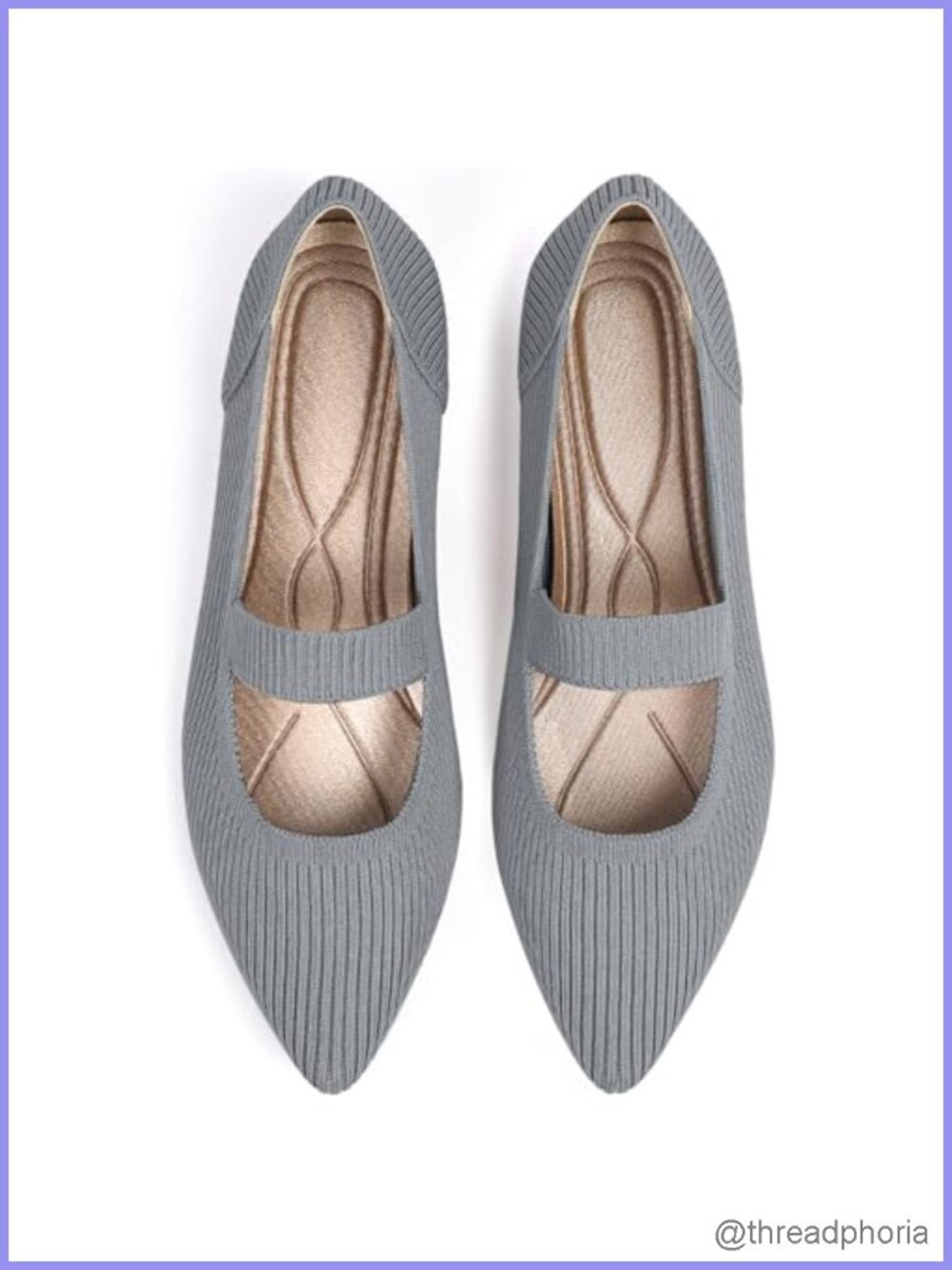 Women's Knit Mary Jane Flats Pointed Toe Washable Comfortable Everyday Shoes